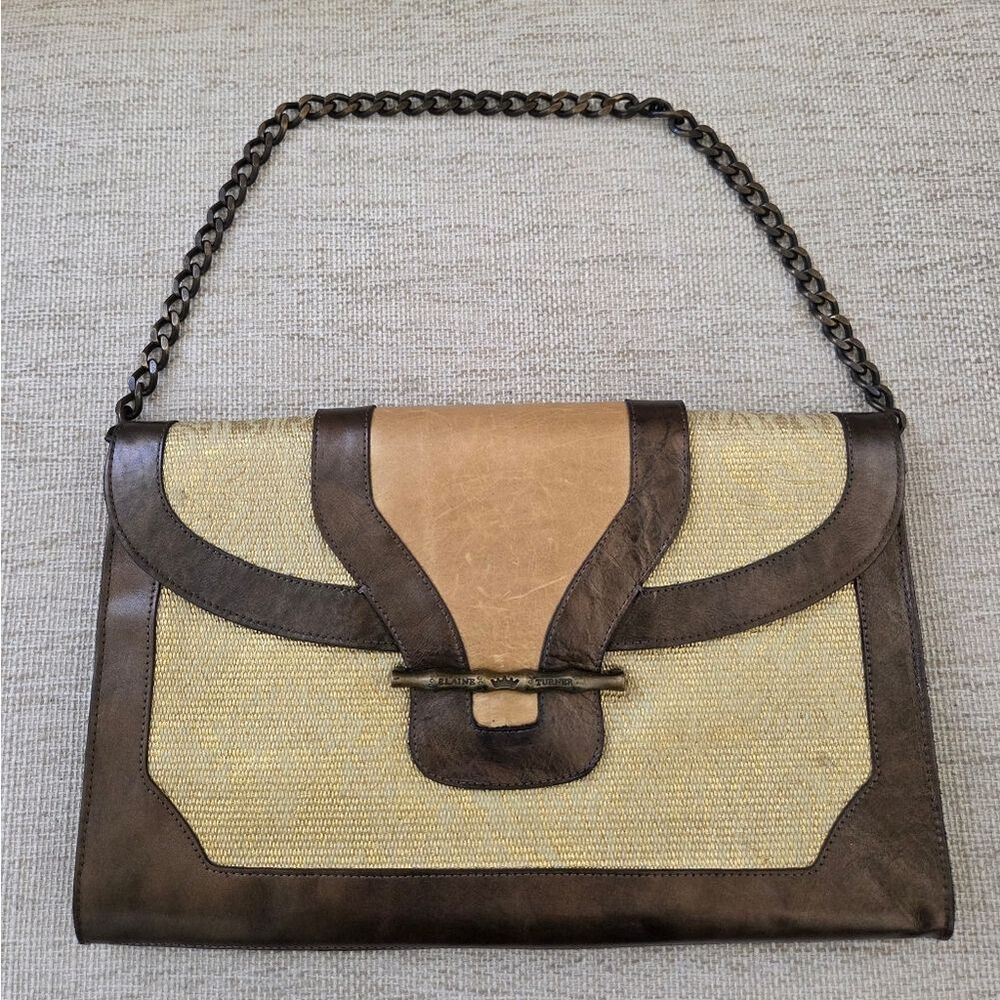 Elaine Turner Gold & Brown Shoulder Bag